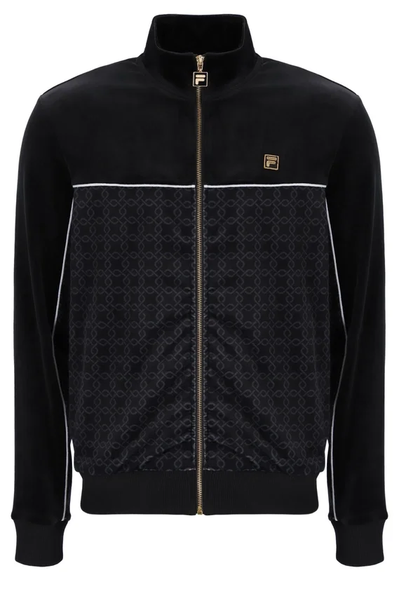 Chaqueta de terciopelo negra Higgans con cremallera completa