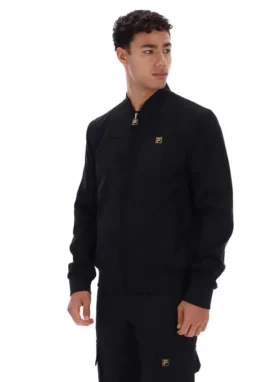 Chaqueta Dean negra de imitación de gamuza con cremallera completa
