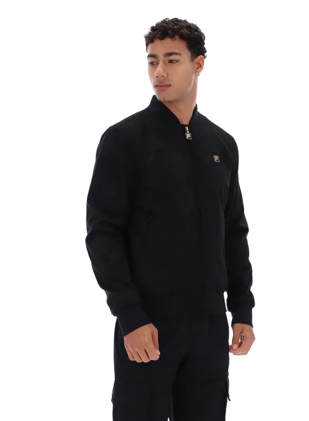 Chaqueta Dean negra de imitación de gamuza con cremallera completa