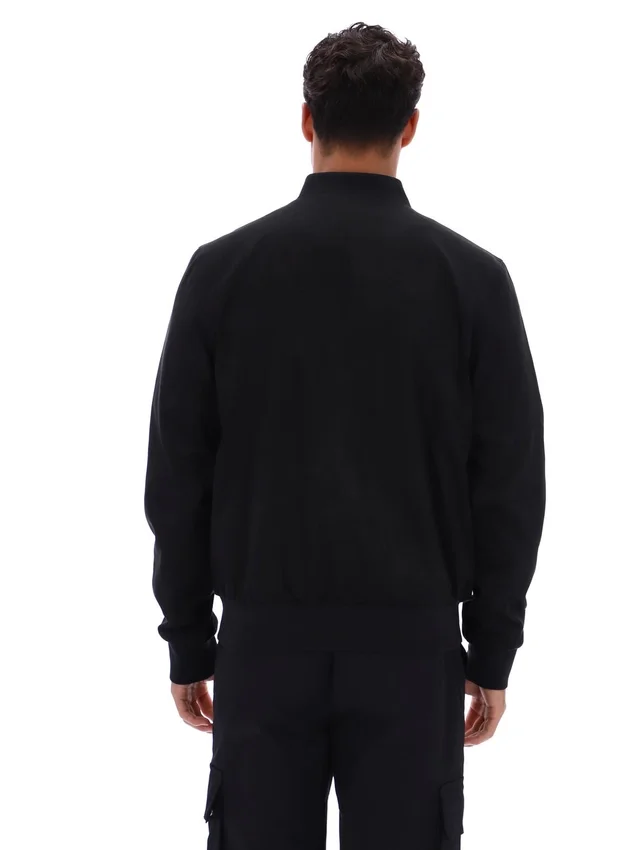Chaqueta Dean negra de imitación de gamuza con cremallera completa