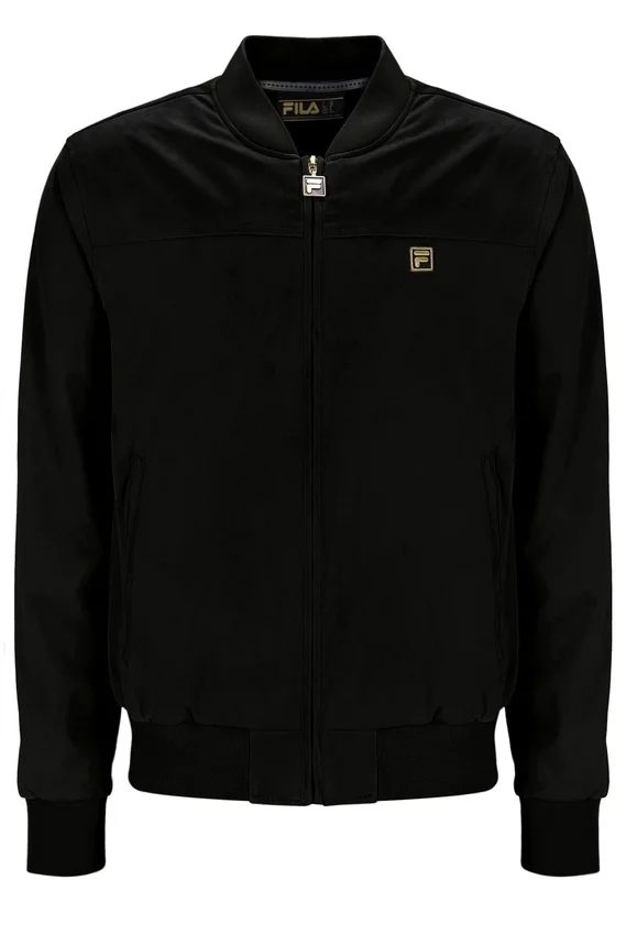 Chaqueta Dean negra de imitación de gamuza con cremallera completa