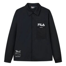 Chaqueta deportiva casual para hombre Fila con logotipo Alphabet, color negro