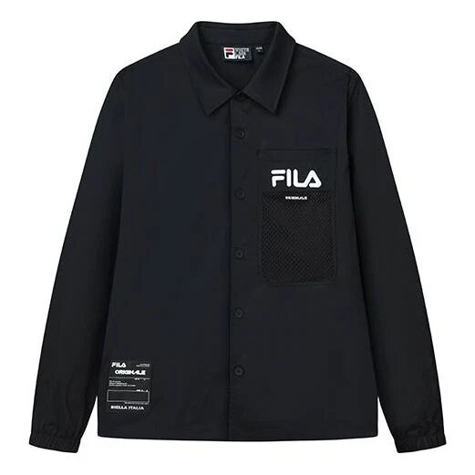 Chaqueta deportiva casual para hombre Fila con logotipo Alphabet, color negro