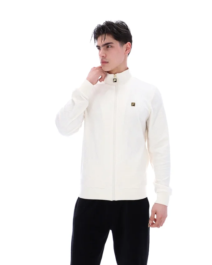 Chaqueta Hanay con relieve de rombos en color leche de coco
