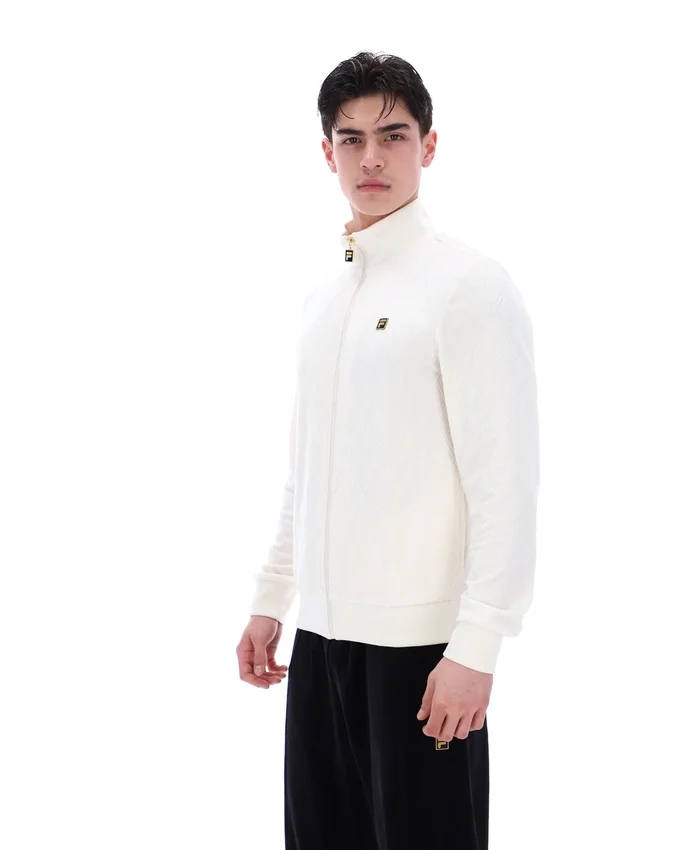 Chaqueta Hanay con relieve de rombos en color leche de coco