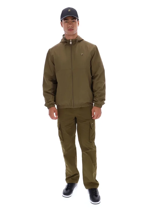 Chaqueta Ian con cremallera completa en verde oliva oscuro