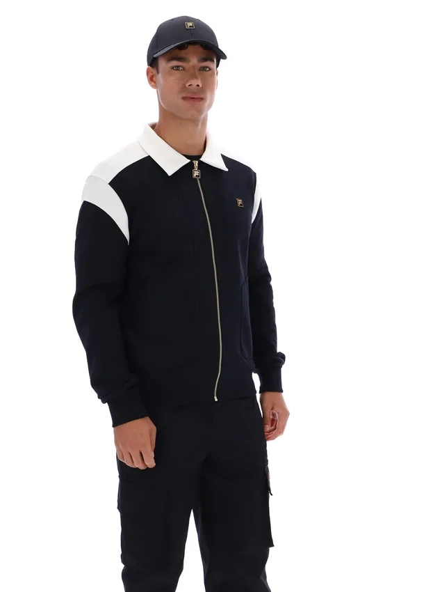 Chaqueta negra Morton con cremallera completa y paneles en contraste