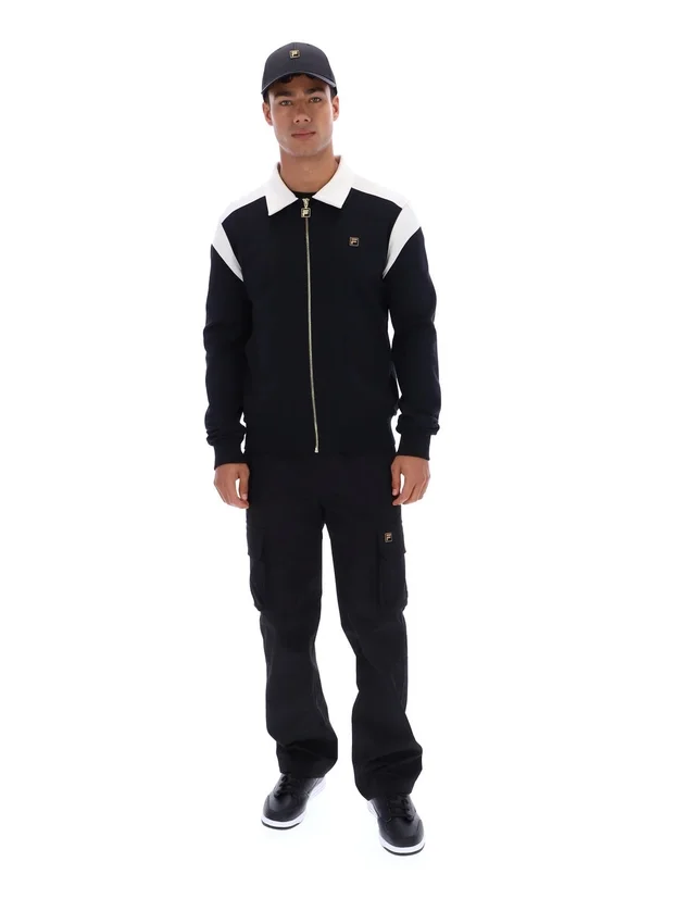 Chaqueta negra Morton con cremallera completa y paneles en contraste
