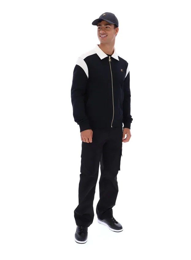 Chaqueta negra Morton con cremallera completa y paneles en contraste