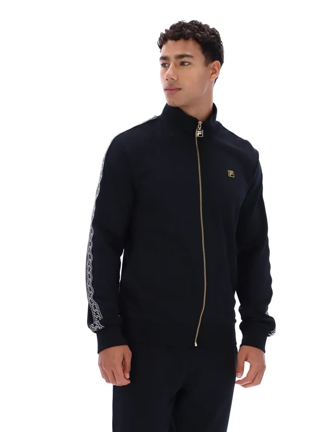 Chaqueta negra «Roman» con cremallera completa y detalles de cinta