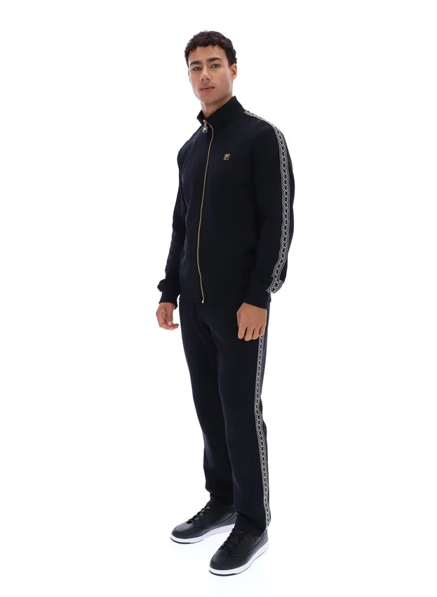 Chaqueta negra «Roman» con cremallera completa y detalles de cinta