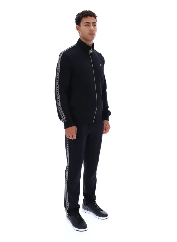 Chaqueta negra «Roman» con cremallera completa y detalles de cinta