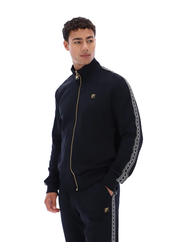 Chaqueta negra «Roman» con cremallera completa y detalles de cinta