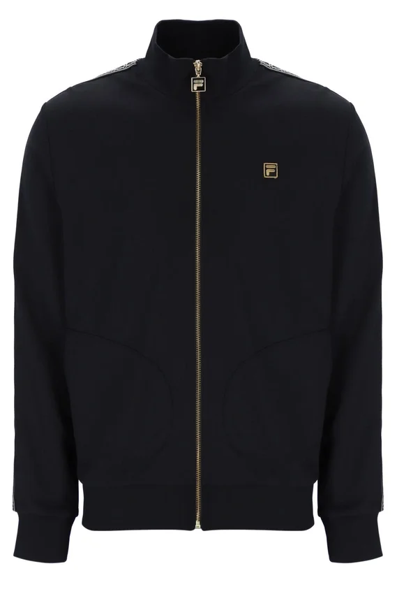 Chaqueta negra «Roman» con cremallera completa y detalles de cinta