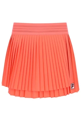 Falda de tenis plisada cruzada para mujer en naranja neón