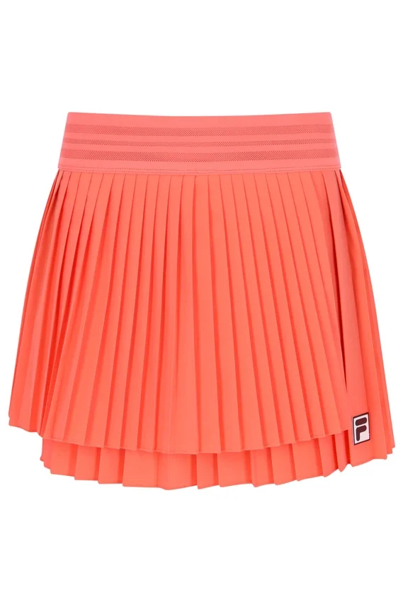 Falda de tenis plisada cruzada para mujer en naranja neón