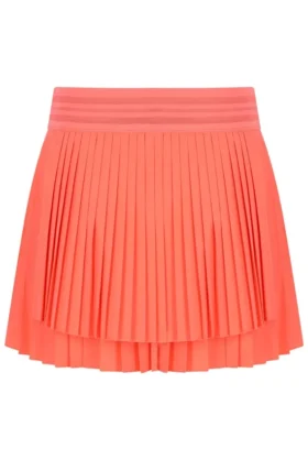 Falda de tenis plisada cruzada para mujer en naranja neón