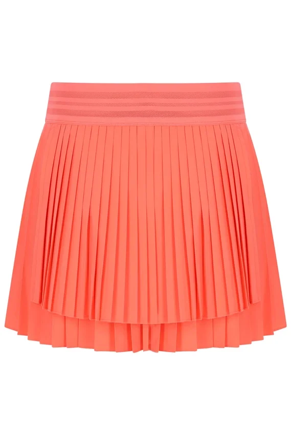 Falda de tenis plisada cruzada para mujer en naranja neón