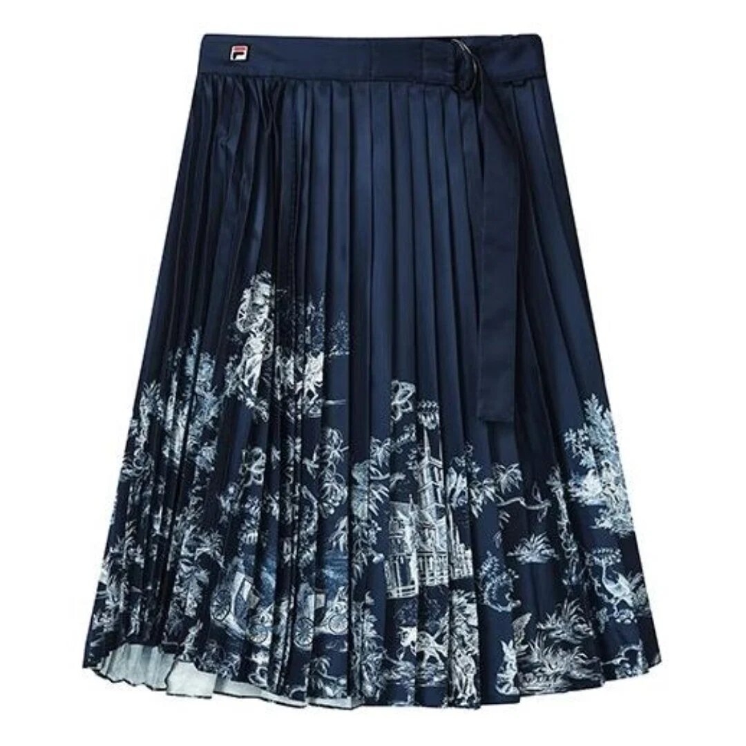 Falda larga casual «Navy White»