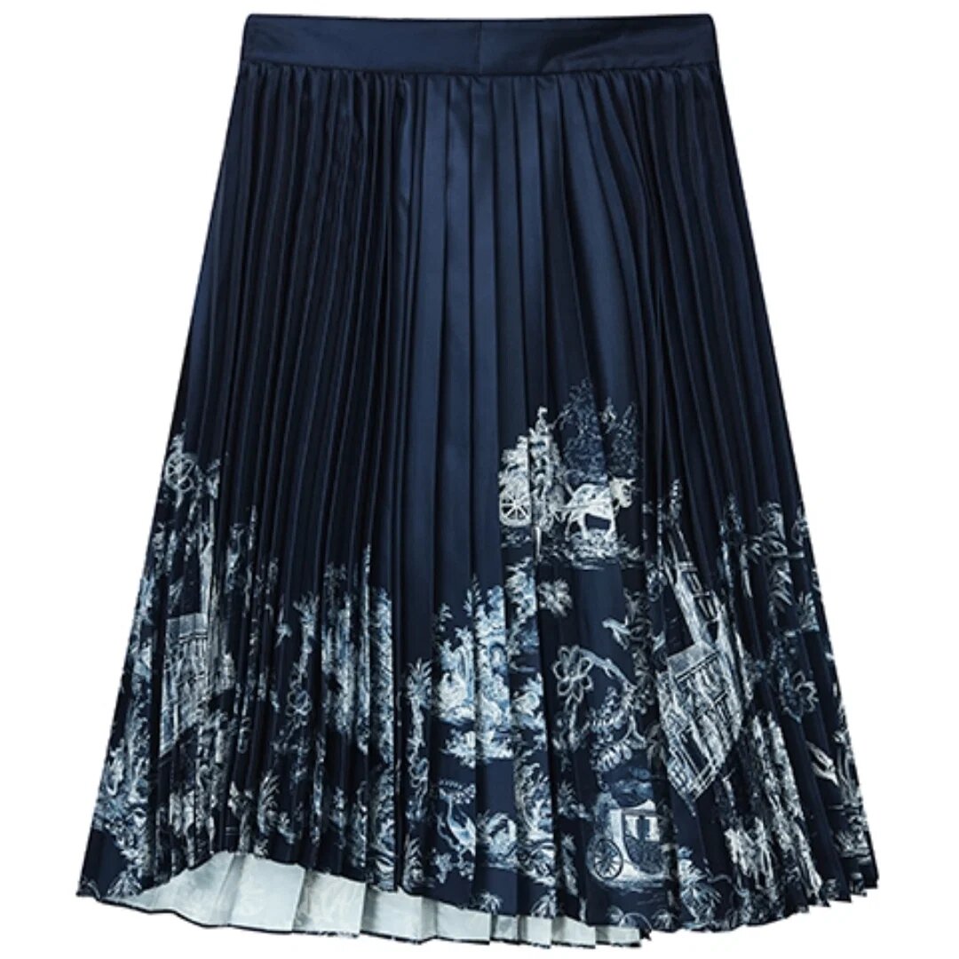 Falda larga casual «Navy White»