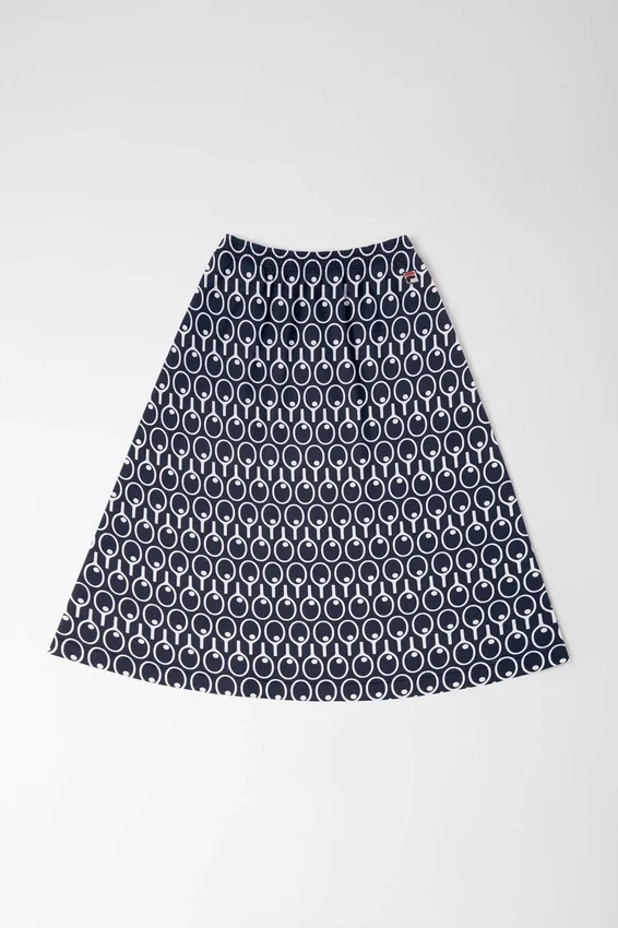 Falda midi acampanada con bolsillos en azul medianoche