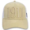 Gorra clásica beige Hazza Large 1911 con parte trasera de malla bordada