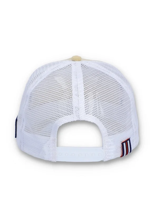 Gorra clásica beige Hazza Large 1911 con parte trasera de malla bordada