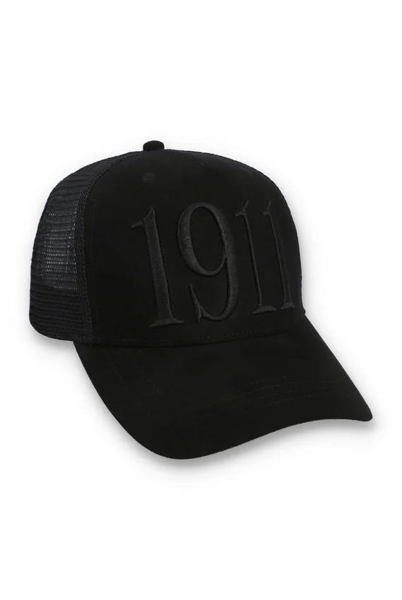 Gorra grande Hazza 1911 con parte trasera de malla y bordado en negro