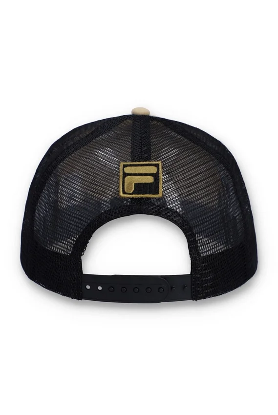 Gorra Turo grande F-Box de gamuza bordada en tonos similares con parte trasera de malla, color beige clásico