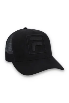 Gorra Turo grande F-Box de gamuza con bordado tonal y parte trasera de malla, color negro
