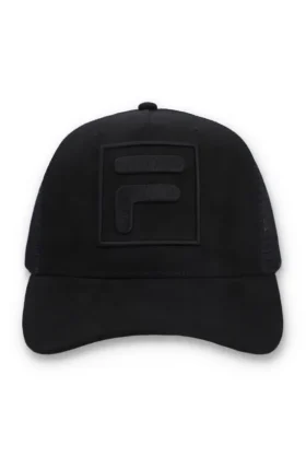Gorra Turo grande F-Box de gamuza con bordado tonal y parte trasera de malla, color negro