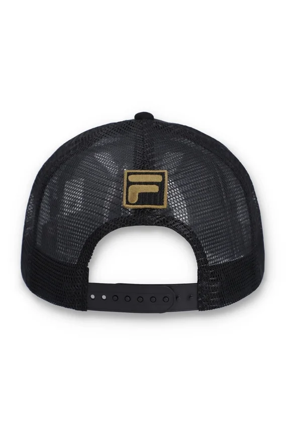 Gorra Turo grande F-Box de gamuza con bordado tonal y parte trasera de malla, color negro