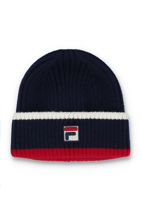Gorro de punto acanalado con vuelta de Fila Ciro en azul marino