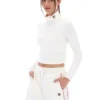 Jersey corto de cuello alto Heidi color crema