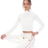 Jersey corto de cuello alto Heidi color crema