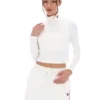 Jersey corto de cuello alto Heidi color crema