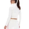 Jersey corto de cuello alto Heidi color crema