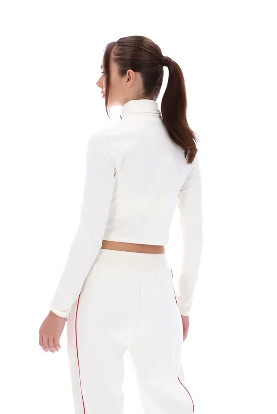 Jersey corto de cuello alto Heidi color crema