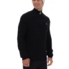 Jersey de punto texturizado con cuello de embudo y cremallera de 1/4 de Stevie en negro