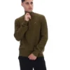 Jersey de punto texturizado con cuello de embudo y cremallera de 1/4 Stevie en verde oliva oscuro