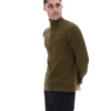 Jersey de punto texturizado con cuello de embudo y cremallera de 1/4 Stevie en verde oliva oscuro