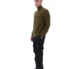Jersey de punto texturizado con cuello de embudo y cremallera de 1/4 Stevie en verde oliva oscuro