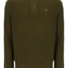Jersey de punto texturizado con cuello de embudo y cremallera de 1/4 Stevie en verde oliva oscuro