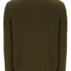Jersey de punto texturizado con cuello de embudo y cremallera de 1/4 Stevie en verde oliva oscuro