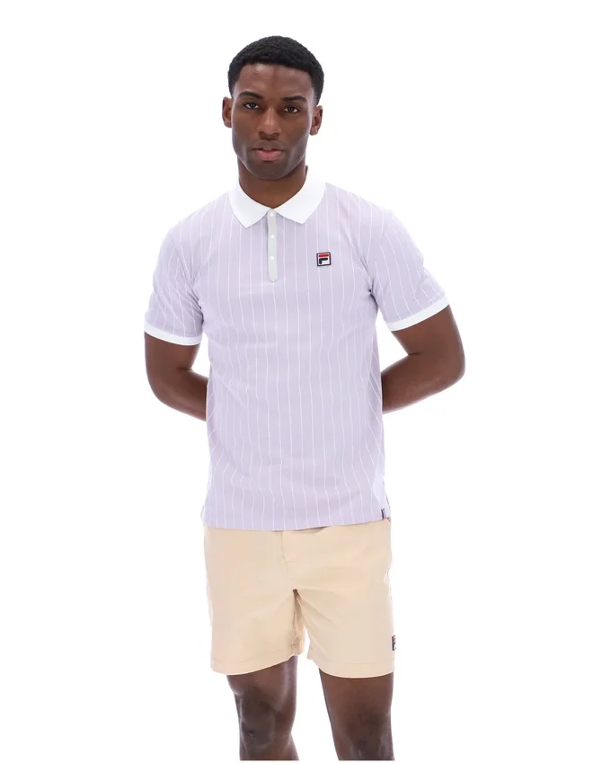 Lila brumoso Polo clásico vintage a rayas BB1