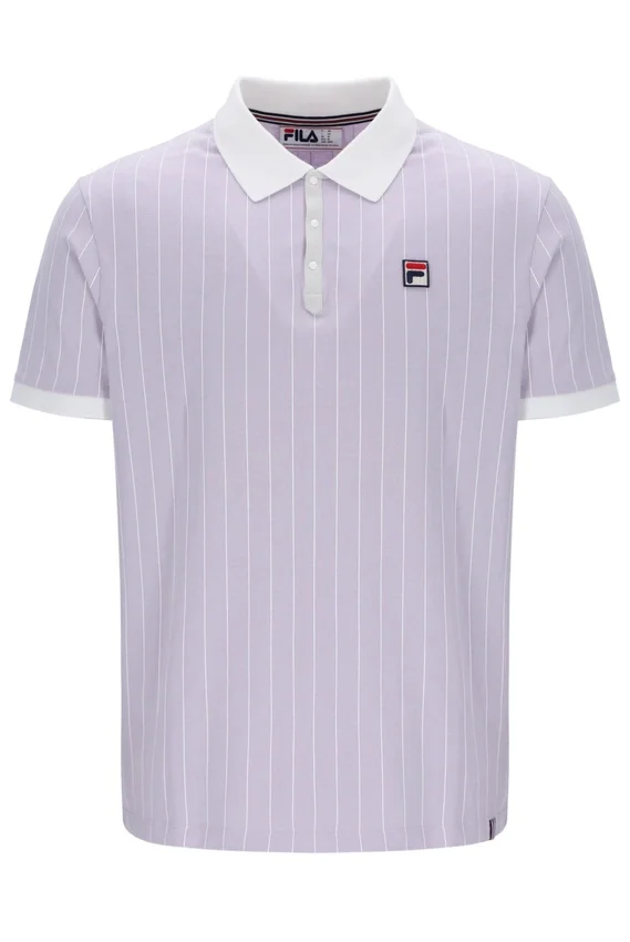 Lila brumoso Polo clásico vintage a rayas BB1