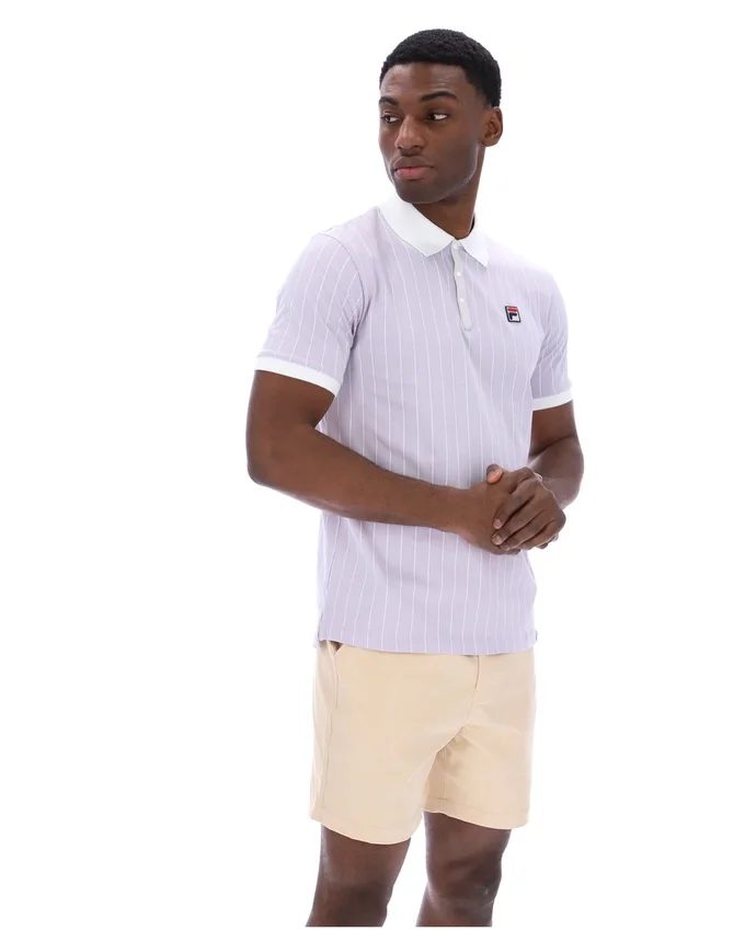 Lila brumoso Polo clásico vintage a rayas BB1