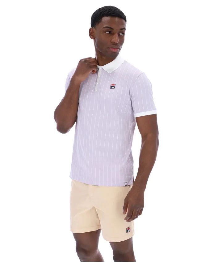 Lila brumoso Polo clásico vintage a rayas BB1