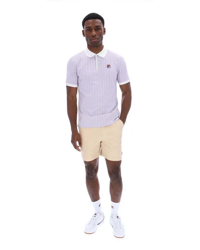 Lila brumoso Polo clásico vintage a rayas BB1