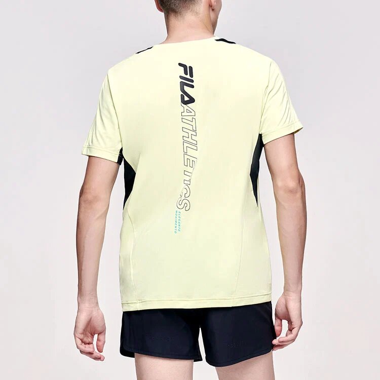 Logotipo con letras impresas, cuello redondo, para hombre, amarillo